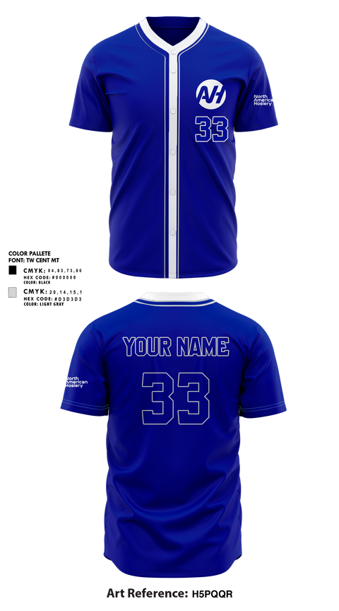 North American Hosiery 54204595 Full Button Baseball Jersey - 10