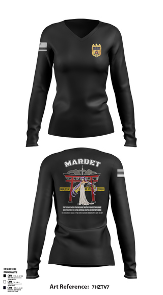 MARDET Fort Leonard Wood MO Basic Military Police SchoolhouseMARDET Fort Leonard Wood (FLW) Women's Long Sleeve V-neck Shirt -1