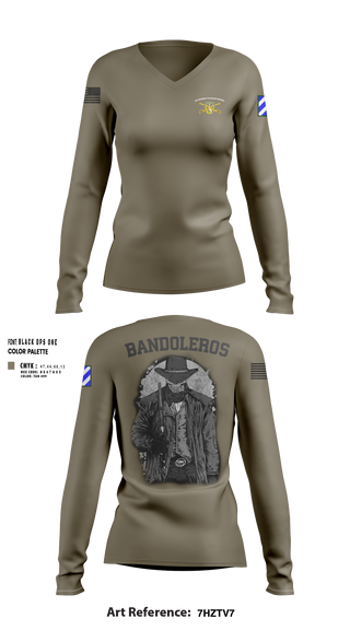 Bandoleros 86621412 Women's Long Sleeve V-neck Shirt - 3