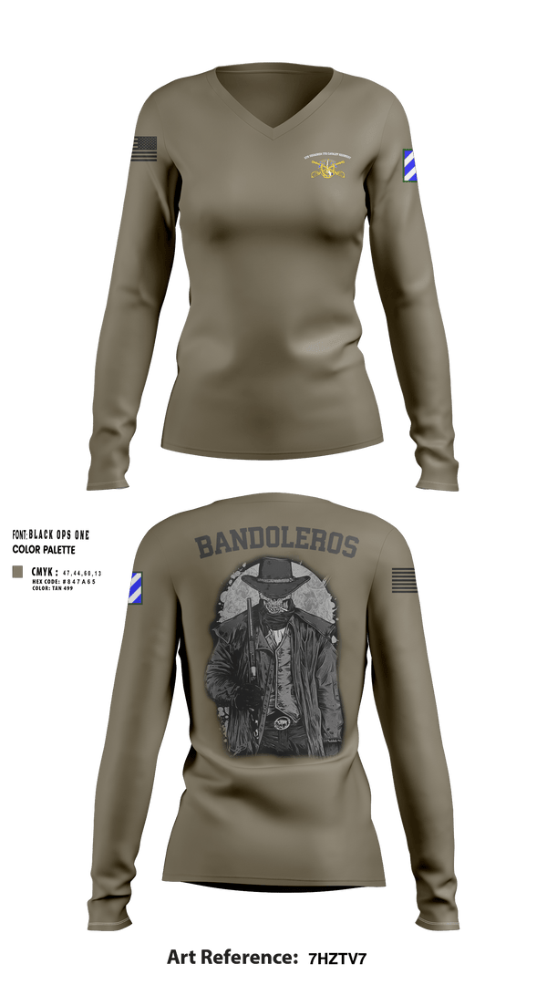 Bandoleros 86621412 Women's Long Sleeve V-neck Shirt - 3
