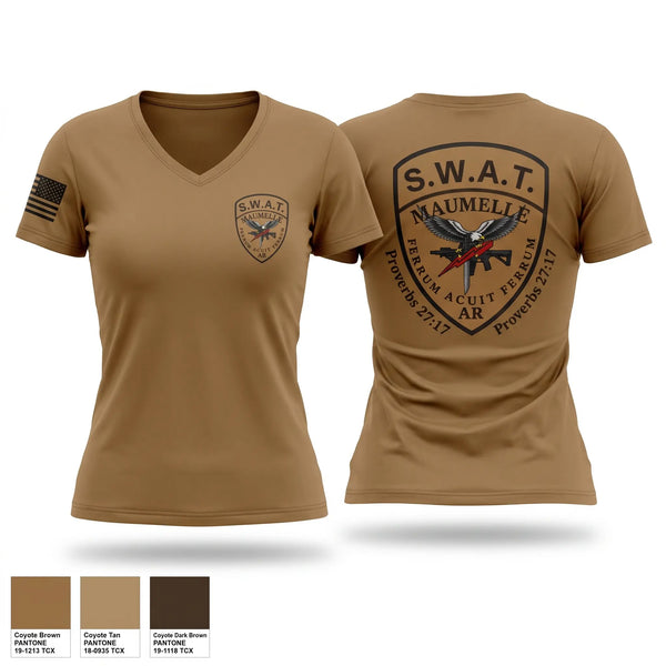 Womens Short Sleeve Vneck Shirt, Maumelle Police Department SWAT, Police, Teamtime, Team time, sublimation, custom sports apparel, team uniforms, spirit wear, spiritwear, sports uniforms, custom shirts, team store, custom team store, fundraiser sports, apparel fundraiser