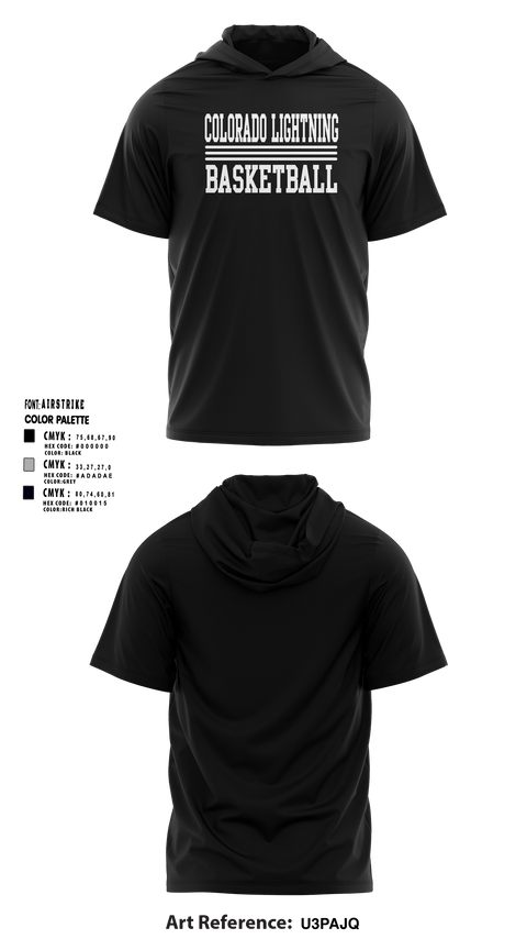 Colorado Lightning Basketball Club 24894382 Short Sleeve Performance Shirt with hood -7
