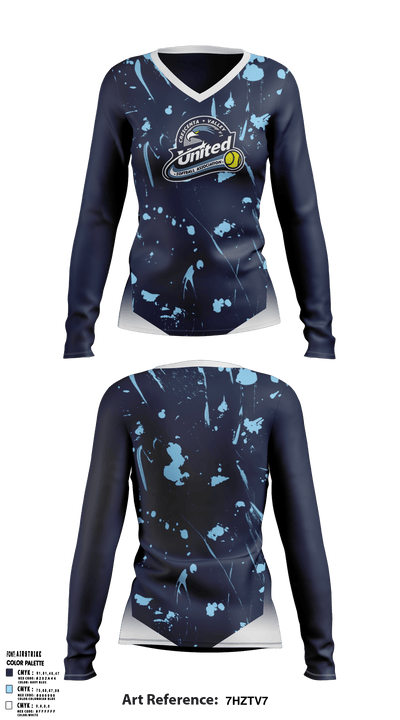 CV United Softball 25581706 Women's Long Sleeve V-neck Shirt - 1