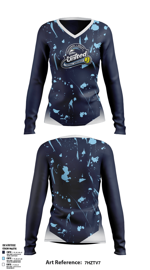 CV United Softball 25581706 Women's Long Sleeve V-neck Shirt - 1