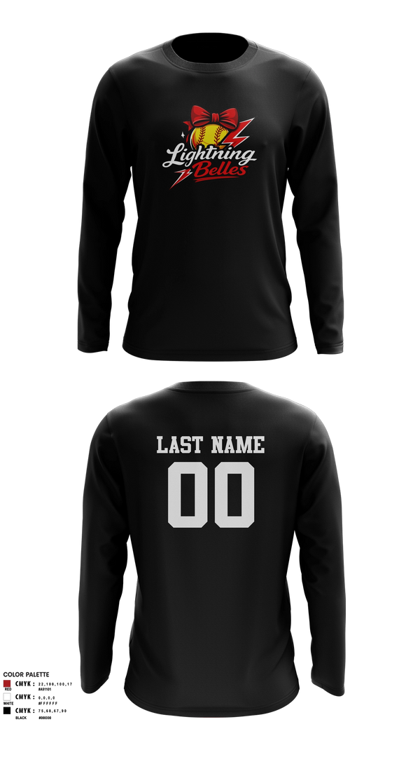 Long Sleeve Performance Shirt, Bluegrass Lightning Belles, Softball, Teamtime, Team time, sublimation, custom sports apparel, team uniforms, spirit wear, spiritwear, sports uniforms, custom shirts, team store, custom team store, fundraiser sports, apparel fundraiser