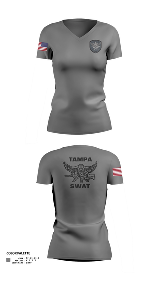 Womens Short Sleeve Vneck Shirt, Tampa SWAT, Police, Teamtime, Team time, sublimation, custom sports apparel, team uniforms, spirit wear, spiritwear, sports uniforms, custom shirts, team store, custom team store, fundraiser sports, apparel fundraiser