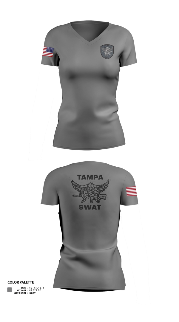 Womens Short Sleeve Vneck Shirt, Tampa SWAT, Police, Teamtime, Team time, sublimation, custom sports apparel, team uniforms, spirit wear, spiritwear, sports uniforms, custom shirts, team store, custom team store, fundraiser sports, apparel fundraiser