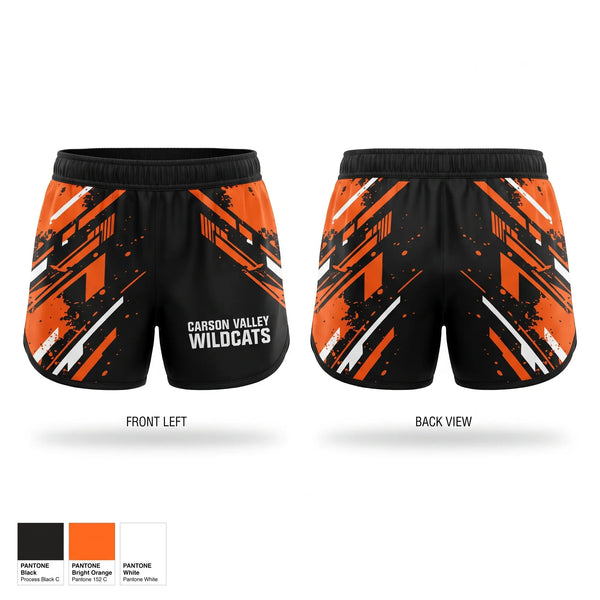 Womens Shorts, Carson Valley Wildcats, Wrestling, Teamtime, Team time, sublimation, custom sports apparel, team uniforms, spirit wear, spiritwear, sports uniforms, custom shirts, team store, custom team store, fundraiser sports, apparel fundraiser