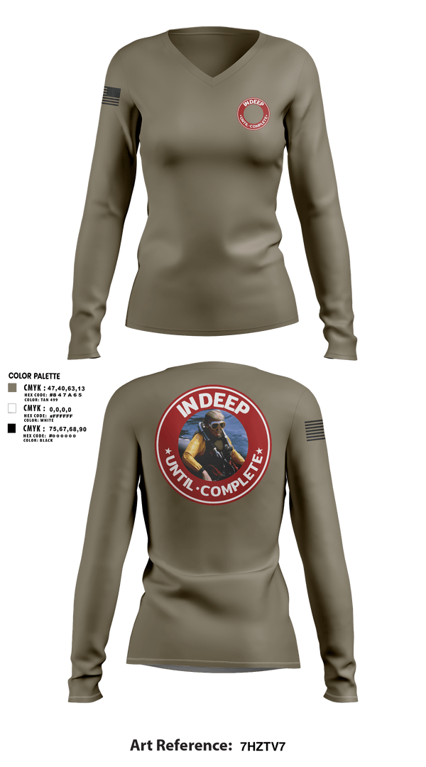 In Deep Until Complete 86689934 Women's Long Sleeve V-neck Shirt - 4