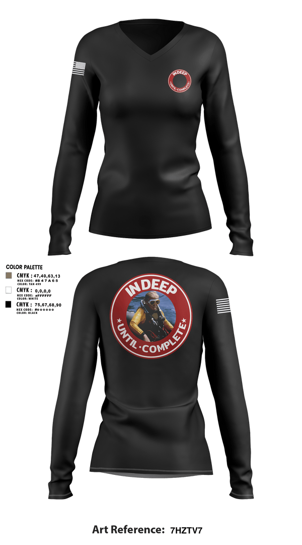 In Deep Until Complete 86689934 Women's Long Sleeve V-neck Shirt - 6