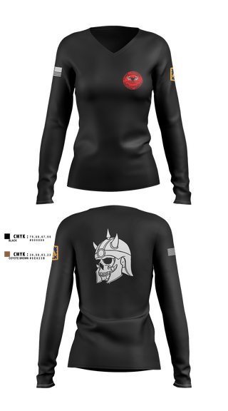 U.S ARMY, 108th ADA BDE, 44th ADA Regiment, 2nd Battalion, Charlie Battery, 60532413 Women's Long Sleeve V-neck Shirt - 1
