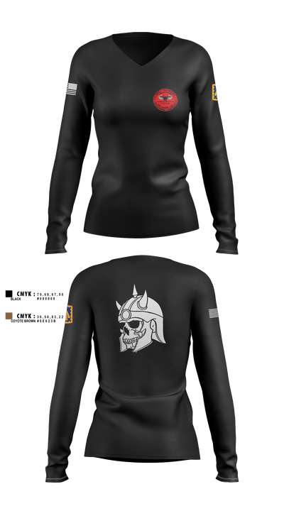 U.S ARMY, 108th ADA BDE, 44th ADA Regiment, 2nd Battalion, Charlie Battery, 60532413 Women's Long Sleeve V-neck Shirt - 1