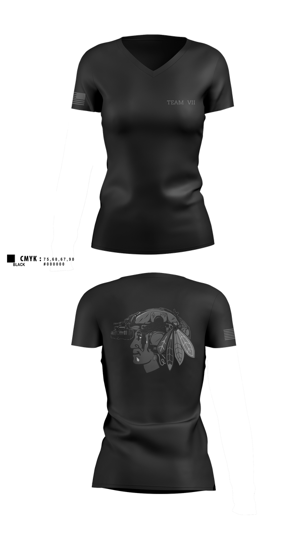 VII 69297657 Women's Short Sleeve V-neck Shirt - 2