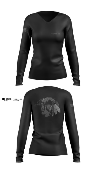 VII 69297657 Women's Long Sleeve V-neck Shirt - 2