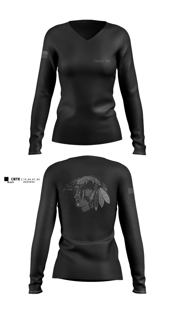VII 69297657 Women's Long Sleeve V-neck Shirt - 2