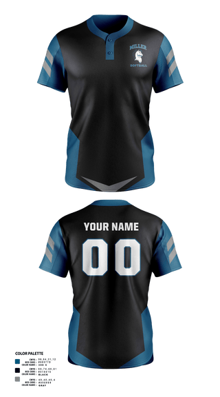 Miller Mavericks Softball 26349756 Two Button Softball Jersey - 1