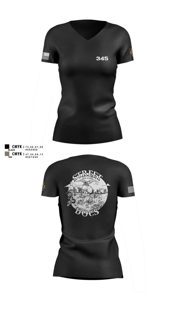 345 MCGA 93910269 Women's Short Sleeve V-neck Shirt - 1