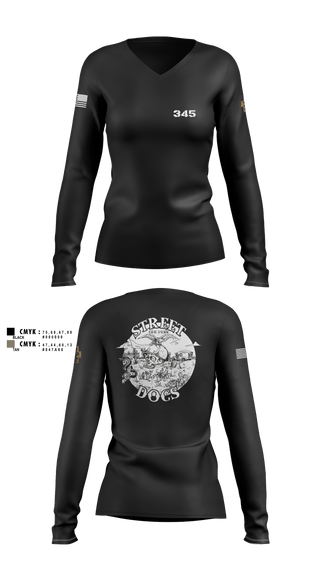 345 MCGA 93910269 Women's Long Sleeve V-neck Shirt - 1