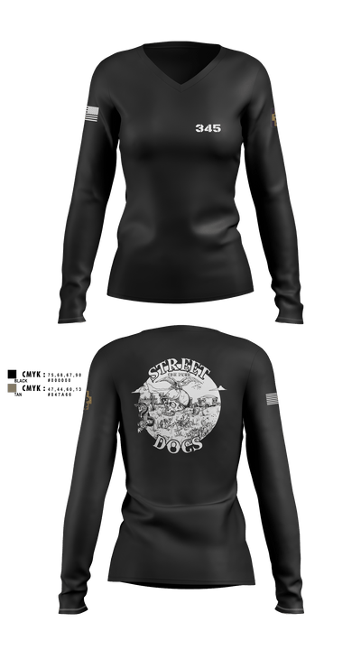 345 MCGA 93910269 Women's Long Sleeve V-neck Shirt - 1