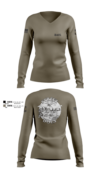 345 MCGA 93910269 Women's Long Sleeve V-neck Shirt - 2