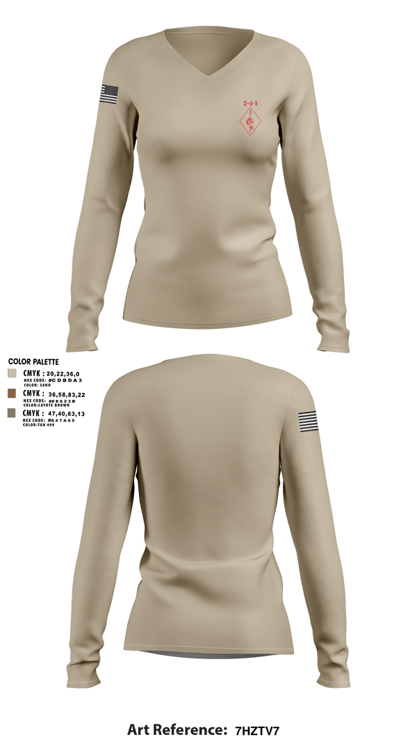 2-4-1 22384895 Women's Long Sleeve V-neck Shirt - 7