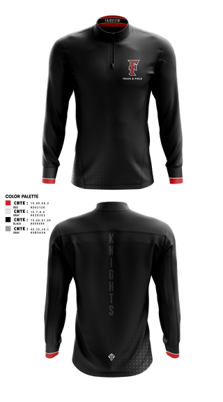 Fairview HS Track & Field 40984194 Qtr Zip fabric # 24 heavy 4 way stretch w/ pockets - 1