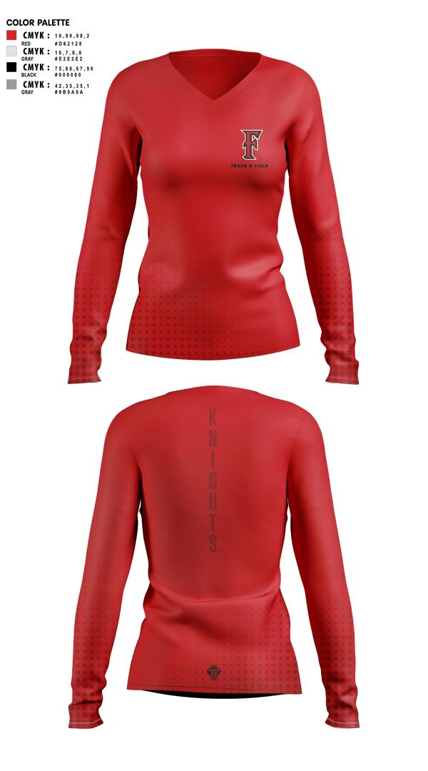 Fairview HS Track & Field 40984194 Women's Long Sleeve V-neck Shirt - 1