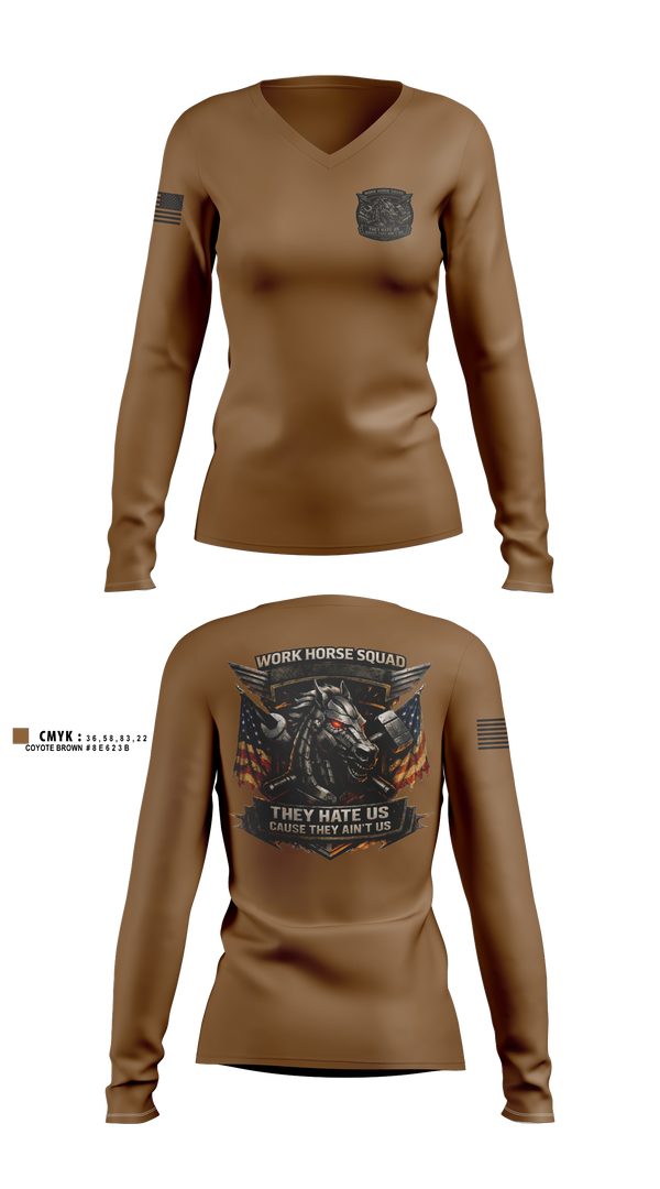 Womens Long Sleeve Vneck Shirt, 62 FMT, Army, Teamtime, Team time, sublimation, custom sports apparel, team uniforms, spirit wear, spiritwear, sports uniforms, custom shirts, team store, custom team store, fundraiser sports, apparel fundraiser