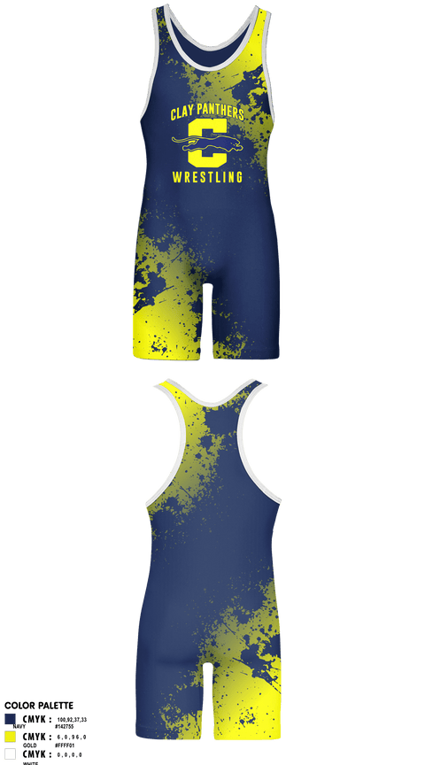 Clay Panthers 80292752 Wrestling Singlet - 2