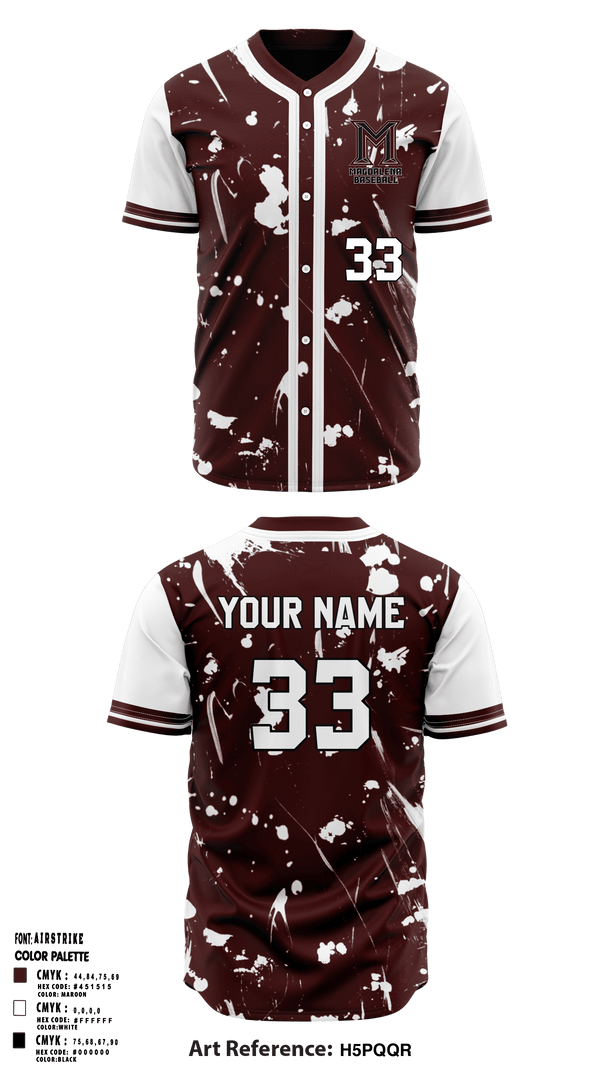 Magdalena High School Baseball 69500087 Full Button Baseball Jersey - 1