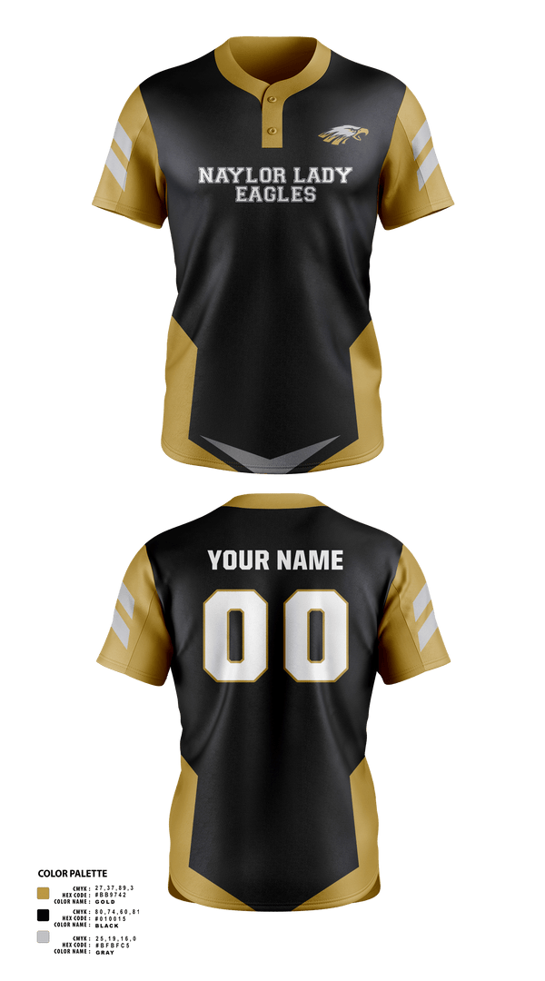 Naylor Lady Eagles Softball Two Button Softball Jersey - 1