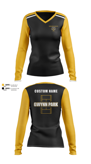 Gwynn Park Yellowjackets Women's Long Sleeve V-neck Shirt - 1