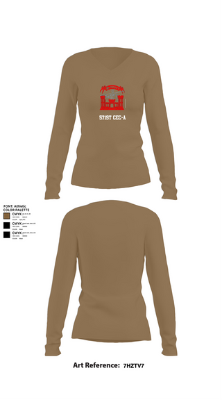 Womens Long Sleeve Vneck Shirt, 571st CEC-A, , Teamtime, Team time, sublimation, custom sports apparel, team uniforms, spirit wear, spiritwear, sports uniforms, custom shirts, team store, custom team store, fundraiser sports, apparel fundraiser