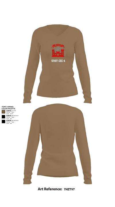 571st CEC-A 52010790 Women's Long Sleeve V-neck Shirt - 2