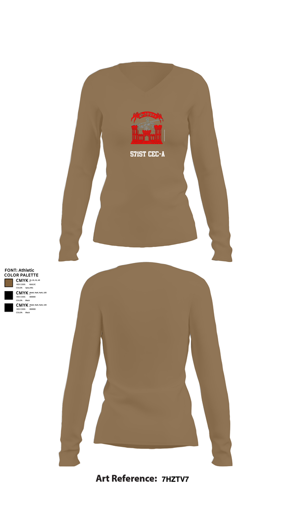 Womens Long Sleeve Vneck Shirt, 571st CEC-A, , Teamtime, Team time, sublimation, custom sports apparel, team uniforms, spirit wear, spiritwear, sports uniforms, custom shirts, team store, custom team store, fundraiser sports, apparel fundraiser