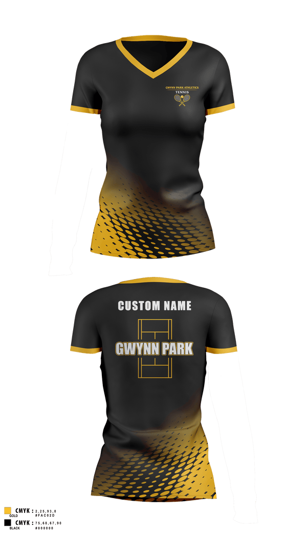 Gwynn Park High School Tennis 16413228 Women's Short Sleeve V-neck Shirt - 1