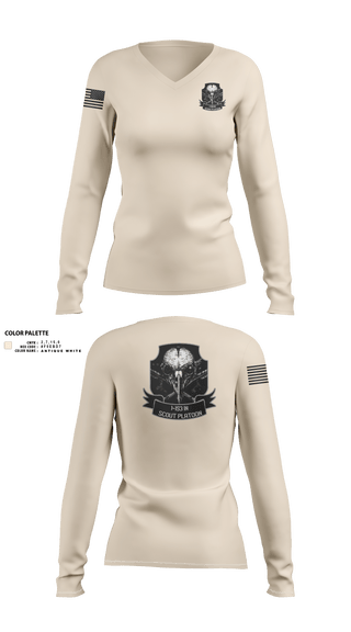1-153 IN Scout Platoon 12516150 Women's Long Sleeve V-neck Shirt - 10