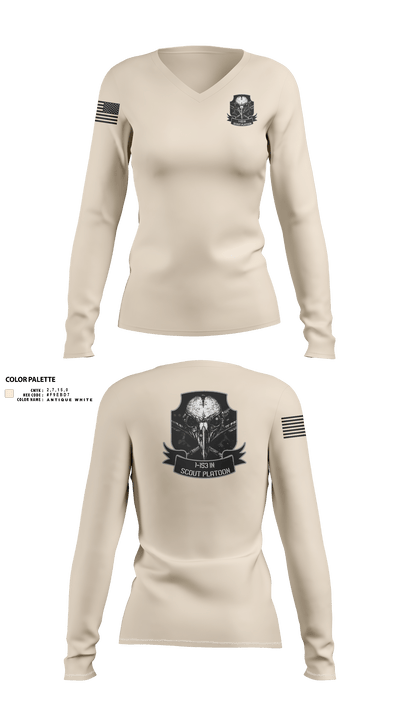 1-153 IN Scout Platoon 12516150 Women's Long Sleeve V-neck Shirt - 10