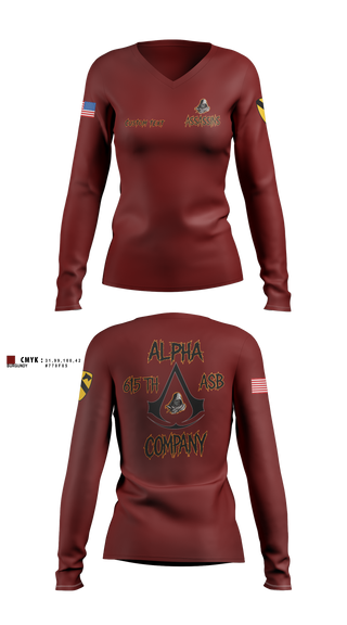 Womens Long Sleeve Vneck Shirt, , Army, Teamtime, Team time, sublimation, custom sports apparel, team uniforms, spirit wear, spiritwear, sports uniforms, custom shirts, team store, custom team store, fundraiser sports, apparel fundraiser