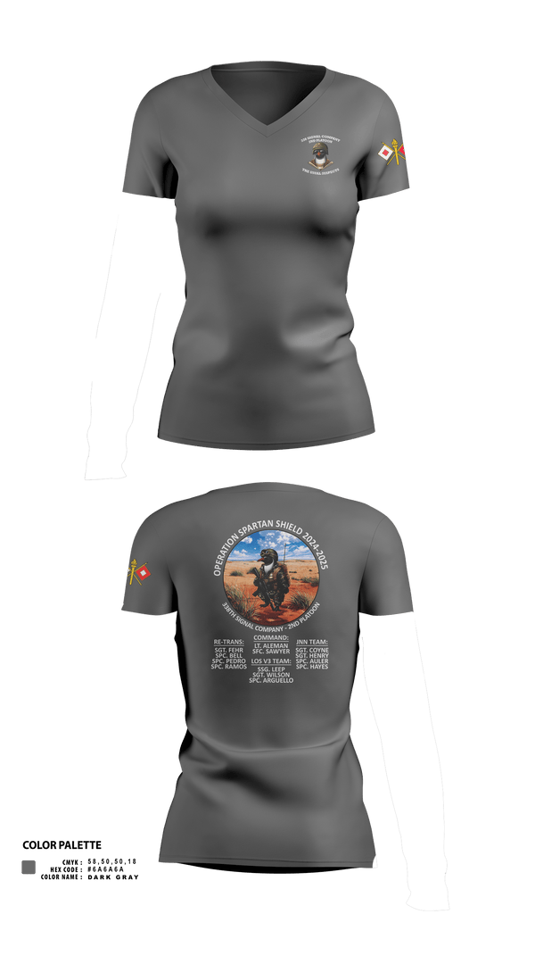 338th Signal Company 46558189 Women's Short Sleeve V-neck Shirt -5