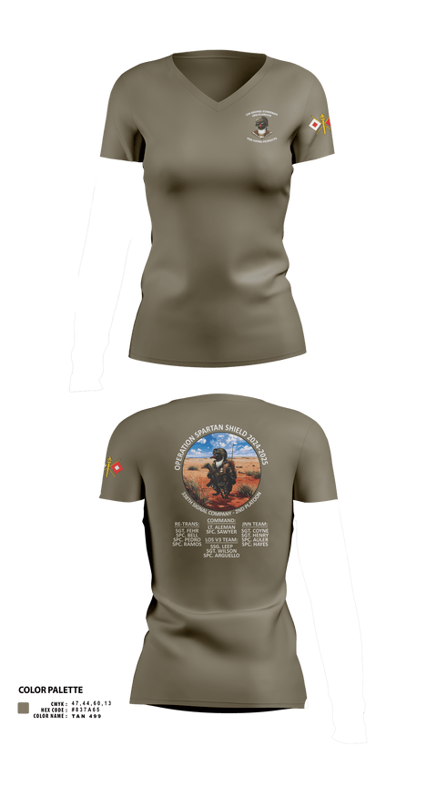 338th Signal Company 46558189 Women's Short Sleeve V-neck Shirt -6
