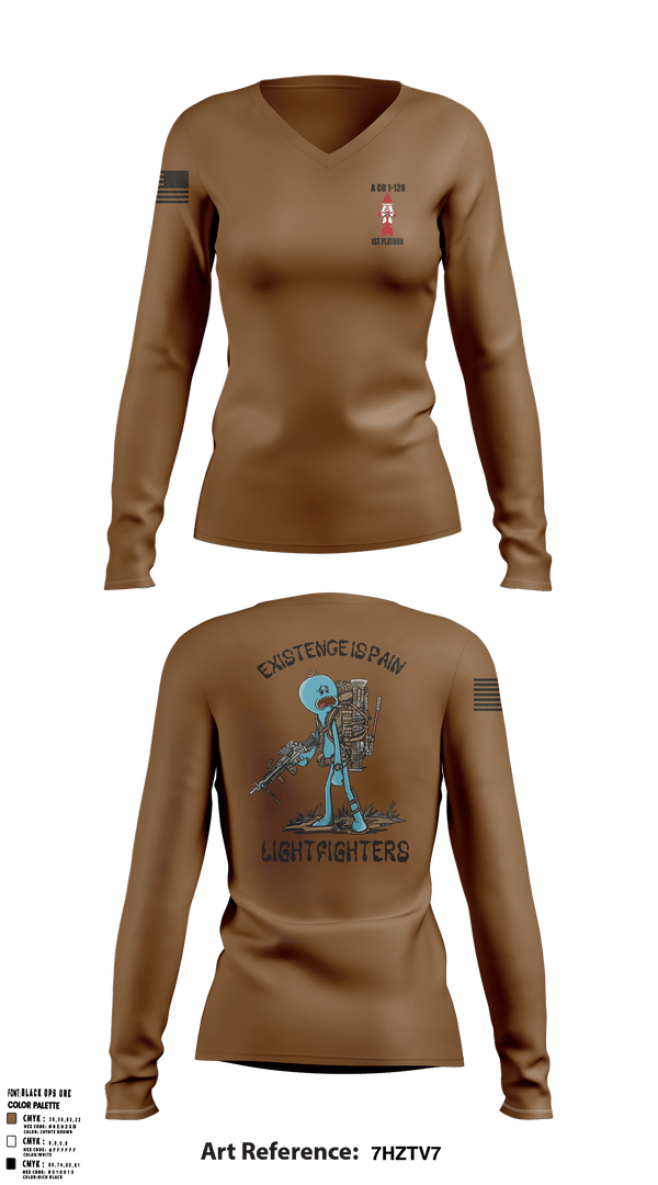 A. Co 1-128 97646593 Women's Long Sleeve V-neck Shirt - 1