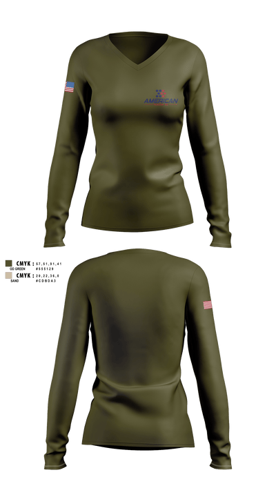 American Telecom 6346011 Women's Long Sleeve V-neck Shirt - 1