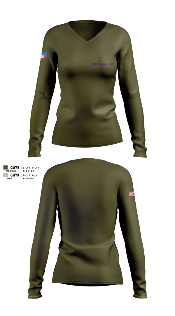 American Telecom 6346011 Women's Long Sleeve V-neck Shirt - 1