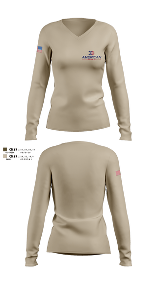 American Telecom 6346011 Women's Long Sleeve V-neck Shirt - 2