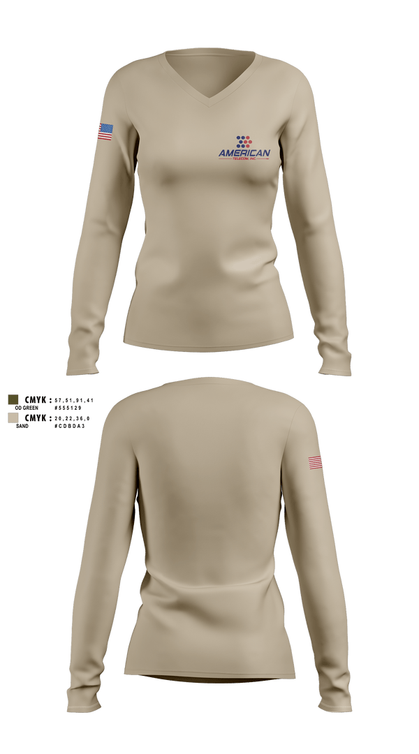 American Telecom 6346011 Women's Long Sleeve V-neck Shirt - 2