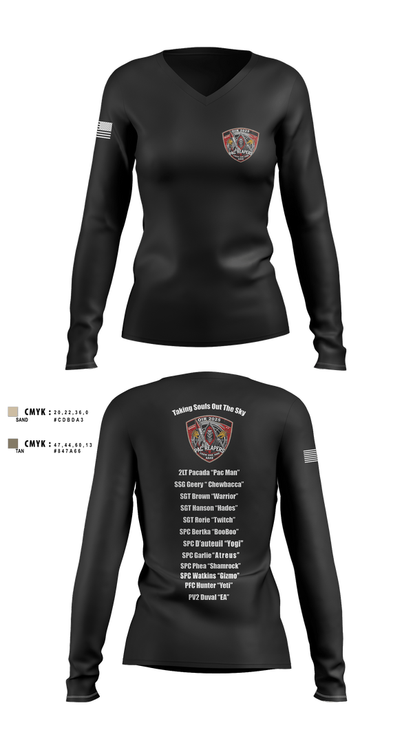 4-3 ADA 25720593 Women's Long Sleeve V-neck Shirt - 5