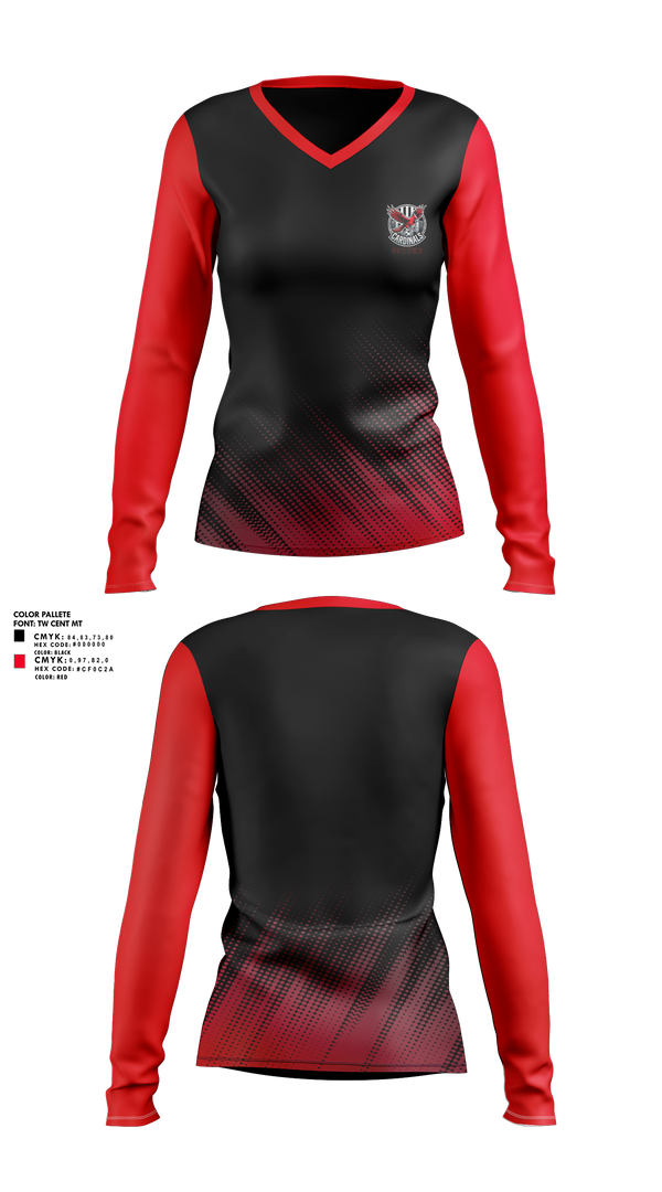 Cardinals Soccer 95667088 Women's Long Sleeve V-neck Shirt - 1