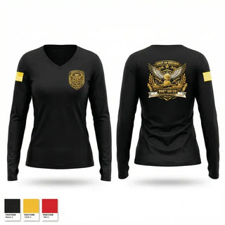 Womens Long Sleeve Vneck Shirt, 998th QM Co, Army, Teamtime, Team time, sublimation, custom sports apparel, team uniforms, spirit wear, spiritwear, sports uniforms, custom shirts, team store, custom team store, fundraiser sports, apparel fundraiser