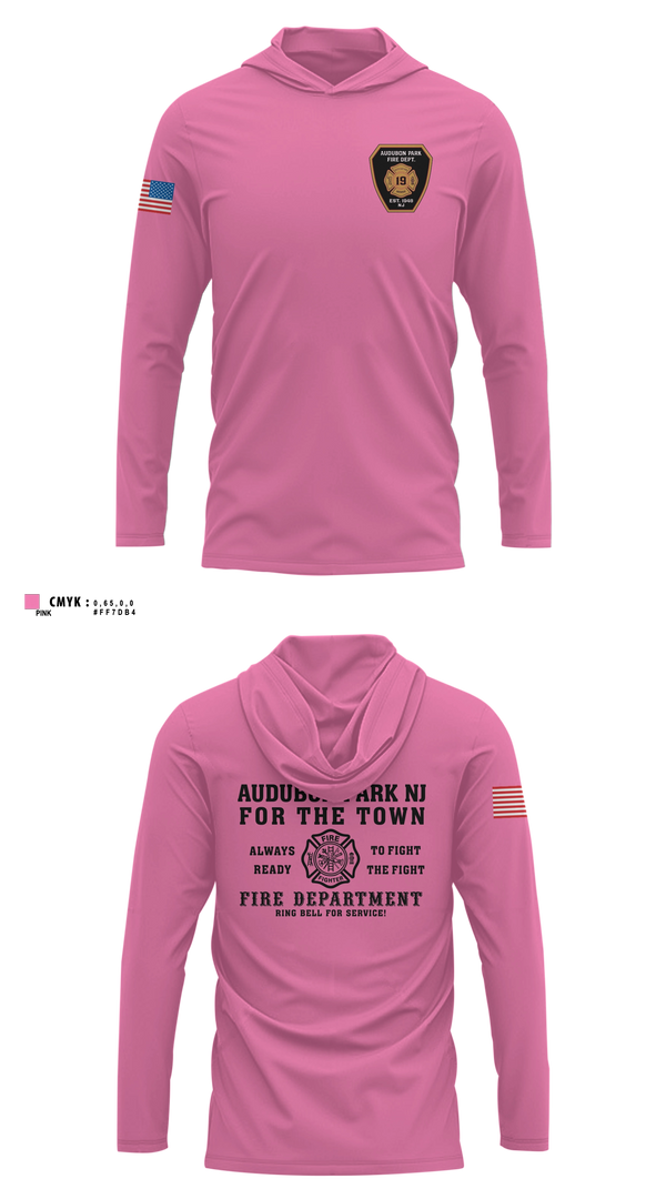 Long Sleeve hooded sunshirt, Audubon, Fire Department, Teamtime, Team time, sublimation, custom sports apparel, team uniforms, spirit wear, spiritwear, sports uniforms, custom shirts, team store, custom team store, fundraiser sports, apparel fundraiser
